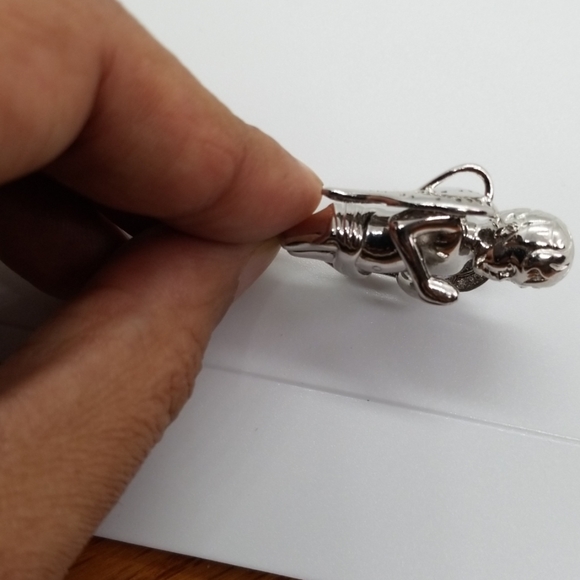 925 Sterling Silver CZ Gold Finished Pendant - Picture 3 of 8